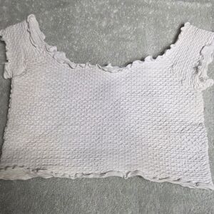 Free People Textured White Crop Top